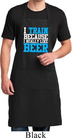 Mens Apron I Train For Beer Full Length Apron with Pockets