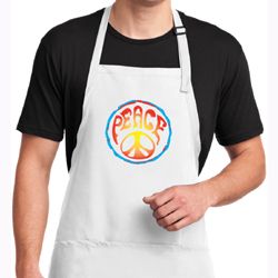 Mens Apron Psychedelic Peace Full Length Apron with Pockets Mens Apron Psychedelic Peace Full Length Apron with Pockets