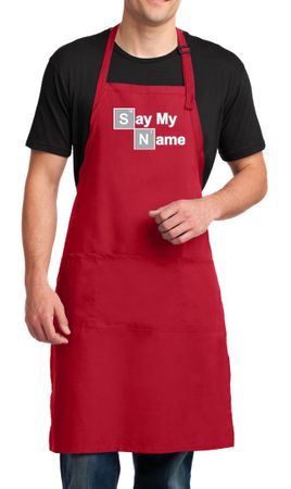 Mens Apron Say My Name Full Length Apron with Pockets