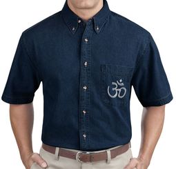 Mens Aum Yoga Denim Shirt - 100% Cotton