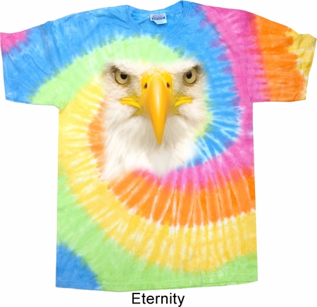 Mens Bald Eagle Shirt Big Bald Eagle Face Eternity Tie Dye T-shirt