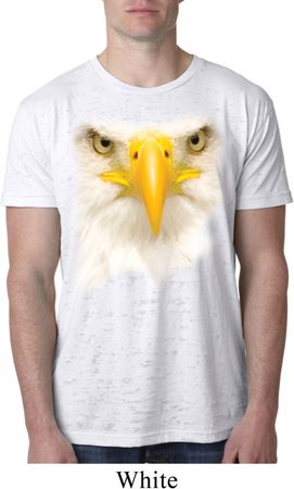 Mens Bald Eagle Shirt Big Bald Eagle Face White Burnout T-Shirt