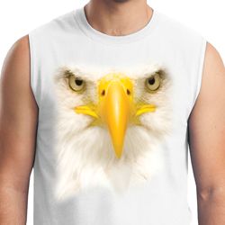 Mens Bald Eagle Shirt Big Bald Eagle Face White Muscle Tee T-Shirt Mens Bald Eagle Shirt Big Bald Eagle Face White Muscle Tee T-Shirt