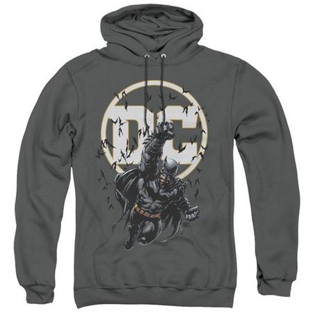 Mens Batman DC Logo Hoodie Sweatshirt - Charcoal - XL