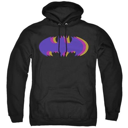 Mens BATMAN Tri-Colored Logo Hoodie Sweatshirt - Black