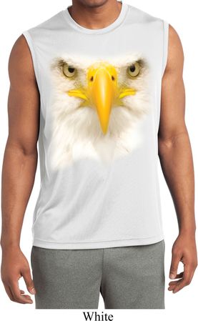 Mens Big Bald Eagle Face Sleeveless Moisture Wicking Tee T-Shirt