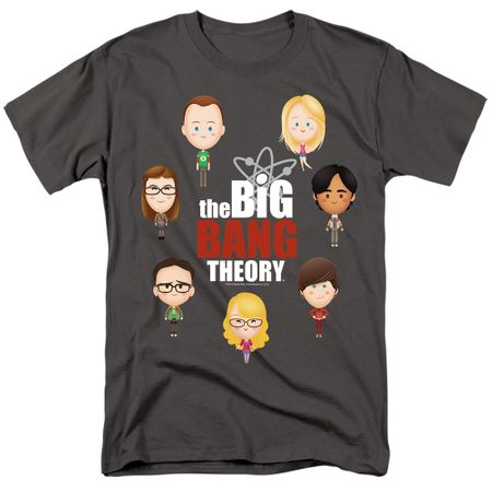 Clearance - Mens Big Bang Theory EMOJIS T-shirt - Charcoal Grey
