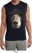 Mens Big Black Bear Face Sleeveless Moisture Wicking Tee T-Shirt