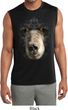 Mens Big Black Bear Face Sleeveless Moisture Wicking Tee T-Shirt
