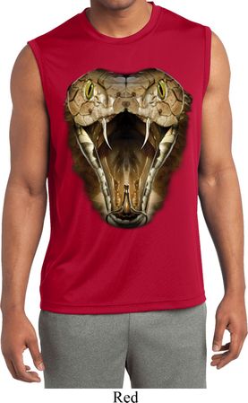 Mens Big Cobra Snake Face Sleeveless Moisture Wicking Tee T-Shirt