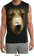 Mens Big Grizzly Bear Face Sleeveless Moisture Wicking Tee T-Shirt