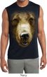 Mens Big Grizzly Bear Face Sleeveless Moisture Wicking Tee T-Shirt