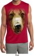 Mens Big Grizzly Bear Face Sleeveless Moisture Wicking Tee T-Shirt