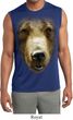 Mens Big Grizzly Bear Face Sleeveless Moisture Wicking Tee T-Shirt