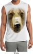 Mens Big Grizzly Bear Face Sleeveless Moisture Wicking Tee T-Shirt