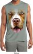 Mens Big Pit Bull Face Sleeveless Moisture Wicking Tee T-Shirt