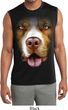 Mens Big Pit Bull Face Sleeveless Moisture Wicking Tee T-Shirt