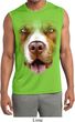 Mens Big Pit Bull Face Sleeveless Moisture Wicking Tee T-Shirt