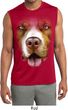 Mens Big Pit Bull Face Sleeveless Moisture Wicking Tee T-Shirt