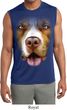 Mens Big Pit Bull Face Sleeveless Moisture Wicking Tee T-Shirt