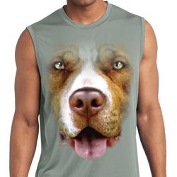 Mens Big Pit Bull Face Sleeveless Moisture Wicking Tee T-Shirt Mens Big Pit Bull Face Sleeveless Moisture Wicking Tee T-Shirt
