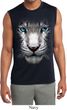 Mens Big White Tiger Face Sleeveless Moisture Wicking Tee T-Shirt