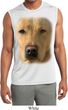 Mens Big Yellow Lab Face Sleeveless Moisture Wicking Tee T-Shirt