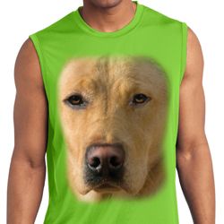 Mens Big Yellow Lab Face Sleeveless Moisture Wicking Tee T-Shirt Mens Big Yellow Lab Face Sleeveless Moisture Wicking Tee T-Shirt