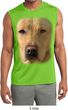 Mens Big Yellow Lab Face Sleeveless Moisture Wicking Tee T-Shirt