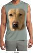 Mens Big Yellow Lab Face Sleeveless Moisture Wicking Tee T-Shirt