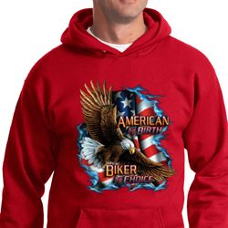Mens Biker Hoodie American By Birth Hoody