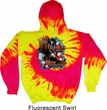 Mens Biker Hoodie American By Birth Tie Dye Hoody