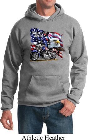 Mens Biker Hoodie American Pride Motorcycle Hoody