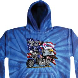 Mens Biker Hoodie American Pride Motorcycle Tie Dye Hoody