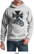 Mens Biker Hoodie Chopper Cross Skeleton Hoody