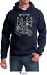 Mens Biker Hoodie Chopper Cross Skeleton Hoody