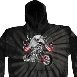 Mens Biker Hoodie Eagle Biker Tie Dye Hoody