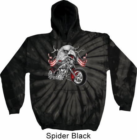Mens Biker Hoodie Eagle Biker Tie Dye Hoody