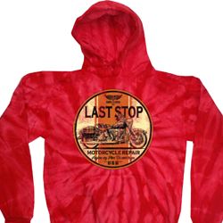 Mens Biker Hoodie Last Stop Tie Dye Hoody