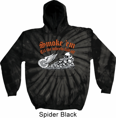 Mens Biker Hoodie Smoke Em Tie Dye Hoody