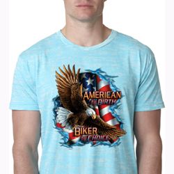 Mens Biker Shirt American By Birth Burnout Tee T-Shirt