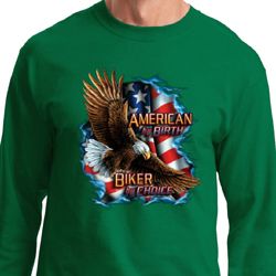 Mens Biker Shirt American By Birth Long Sleeve Tee