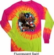Mens Biker Shirt American By Birth Long Sleeve Tie Dye Tee T-shirt