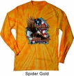 Mens Biker Shirt American By Birth Long Sleeve Tie Dye Tee T-shirt