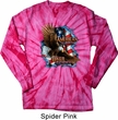 Mens Biker Shirt American By Birth Long Sleeve Tie Dye Tee T-shirt