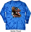 Mens Biker Shirt American By Birth Long Sleeve Tie Dye Tee T-shirt