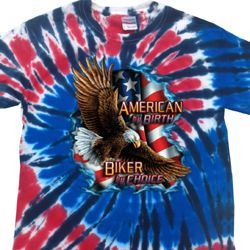 Mens Biker Shirt American By Birth Patriotic Tie Dye Tee T-shirt
