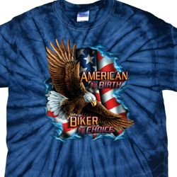 Mens Biker Shirt American By Birth Spider Tie Dye Tee T-shirt