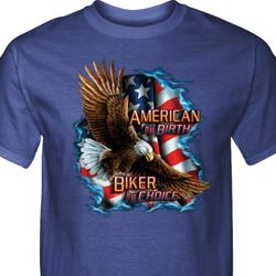 Mens Biker Shirt American By Birth Tall Tee T-Shirt