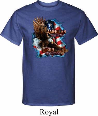 Mens Biker Shirt American By Birth Tall Tee T-Shirt